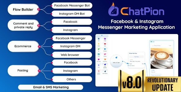 ChatPion 8.5.4 – Facebook & Instagram Chatbot,eCommerce,SMS/Email & Social Media Marketing Platform (SaaS) Free Download