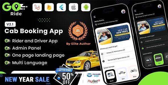 GORIDE – InDriver Clone 2.2 – Flutter Complete Taxi Booking Solution with Bidding Option Free Download