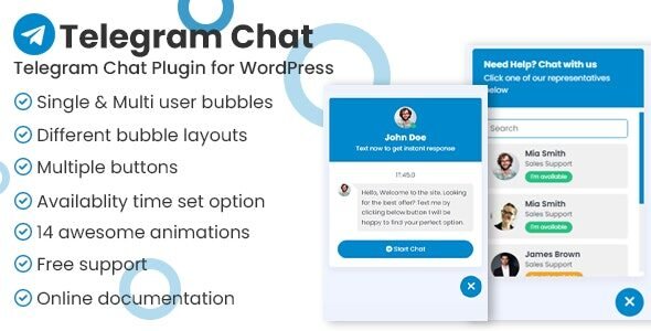Telegram Chat Support Pro WordPress Plugin 1.0.2 Free Download