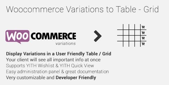 Woocommerce Variations to Table – Grid 1.5.1 Free Download