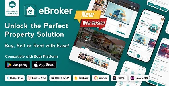 eBroker 1.1.4 – Real Estate Property Buy-Rent-Sell Flutter app with Laravel Admin Panel | Web Version Free Download