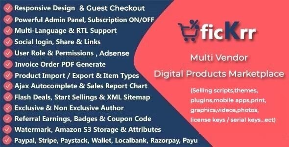 ficKrr 3.8 – Multivendor Digital Marketplace With Subscription Free Download